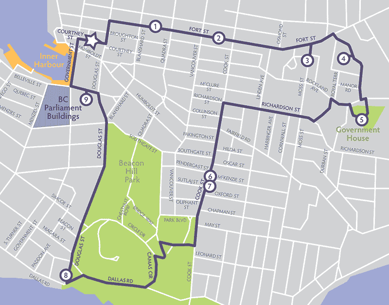 curated map created by Magnolia, walk, bike, explore Victoria, BC.